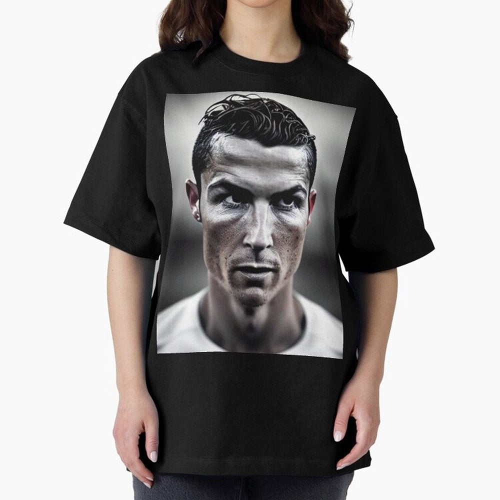 Cristiano Ronaldo Portrait Oversized T-Shirt Bring Home Match Day Hype around FIFA World Cup 2026 USA Canada Mexico, Cristiano Ronaldo, Haaland and CR7, Brazil, Retro Football Energy, Iconic Rivalries, Trophy Chase Drama and Stadium Atmosphere;