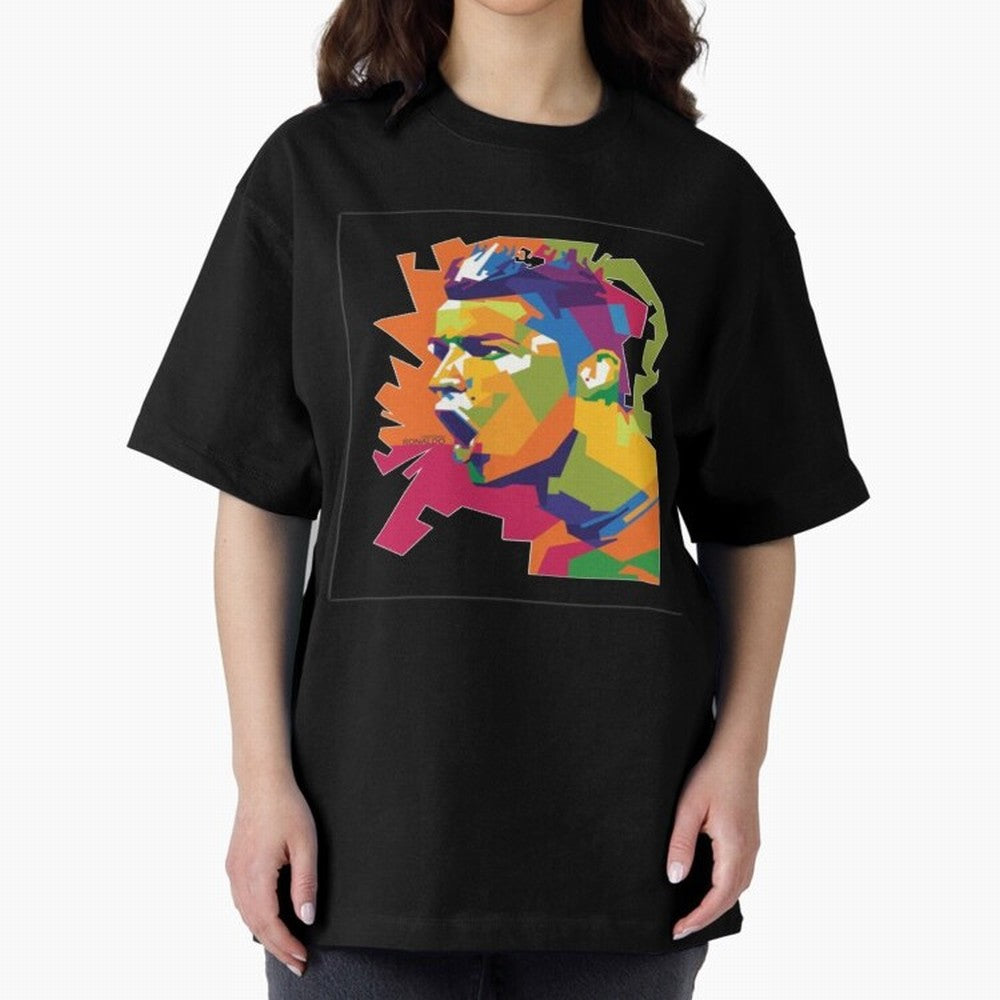 Ronaldo Cristiano Ronaldo pop potrait Oversized T-Shirt Celebrate Football Heritage in the FIFA World Cup 2026 Group Stage Journey through Mbappe and Neymar Highlights, Spain Pride, Football Festival Excitement, Trophy Ambitions, Country Rivalries