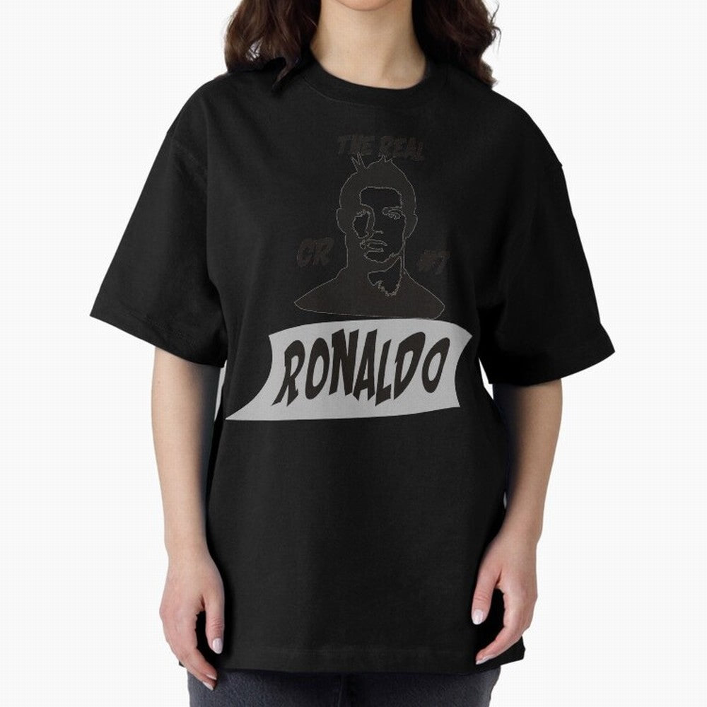 The Real Ronaldo Oversized T-Shirt Celebrate Fan Culture around Global Football Passion for FIFA World Cup 2026 USA Canada Mexico, with Neymar, Brazil, Vintage Soccer Flavor, Modern Football Stars, National Flags and Final Night Emotion; Ideal for
