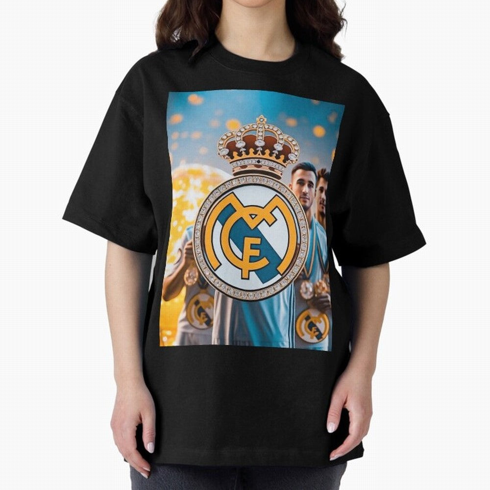 El Medall¨®n Del Real Madrid Oversized T-Shirt Celebrate Football Dreams Across Global Football Passion for FIFA World Cup 2026 USA Canada Mexico, Filled with Messi, Neymar and Mbappe, Germany, Football Festival Excitement, Trophy Ambitions,