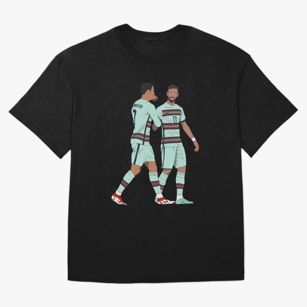 Cristiano Ronaldo & Bruno Fernandes Portugal Oversized T-Shirt Discover FIFA World Cup 2026 USA Canada Mexico Celebrating Messi, CR7 and Mbappe, England Energy, Tournament Hype, Historic Matchups, Family Viewing Parties and Global Sports Pride;