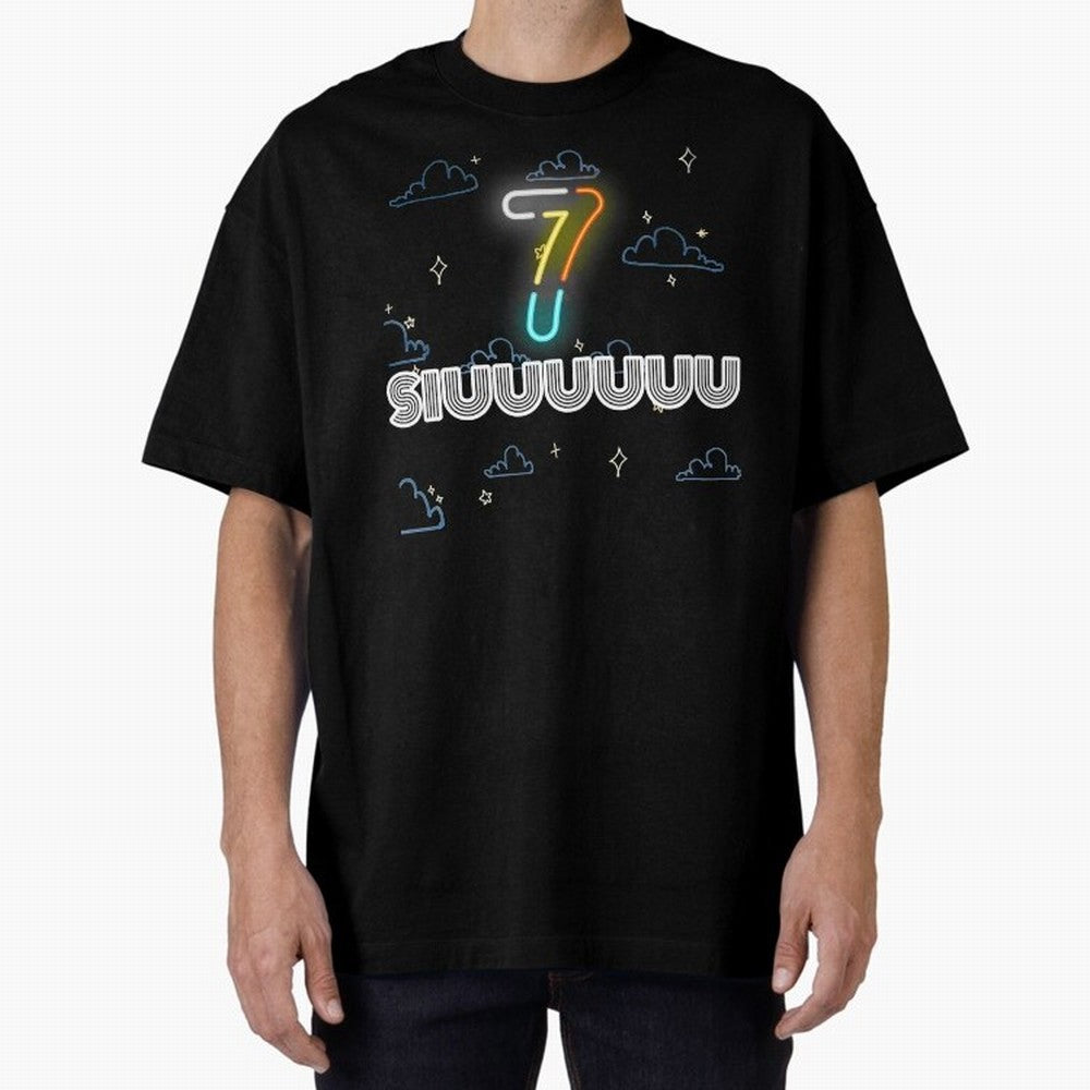 Siuuuuuu 7 CR7 goal funny Oversized T-Shirt Capture Stadium Memories from FIFA World Cup 2026 for Fans of Haaland and Germany, Bringing Championship Spirit, Famous Goals, Roaring Crowds and International Football Unity; Ideal for Football Dads,