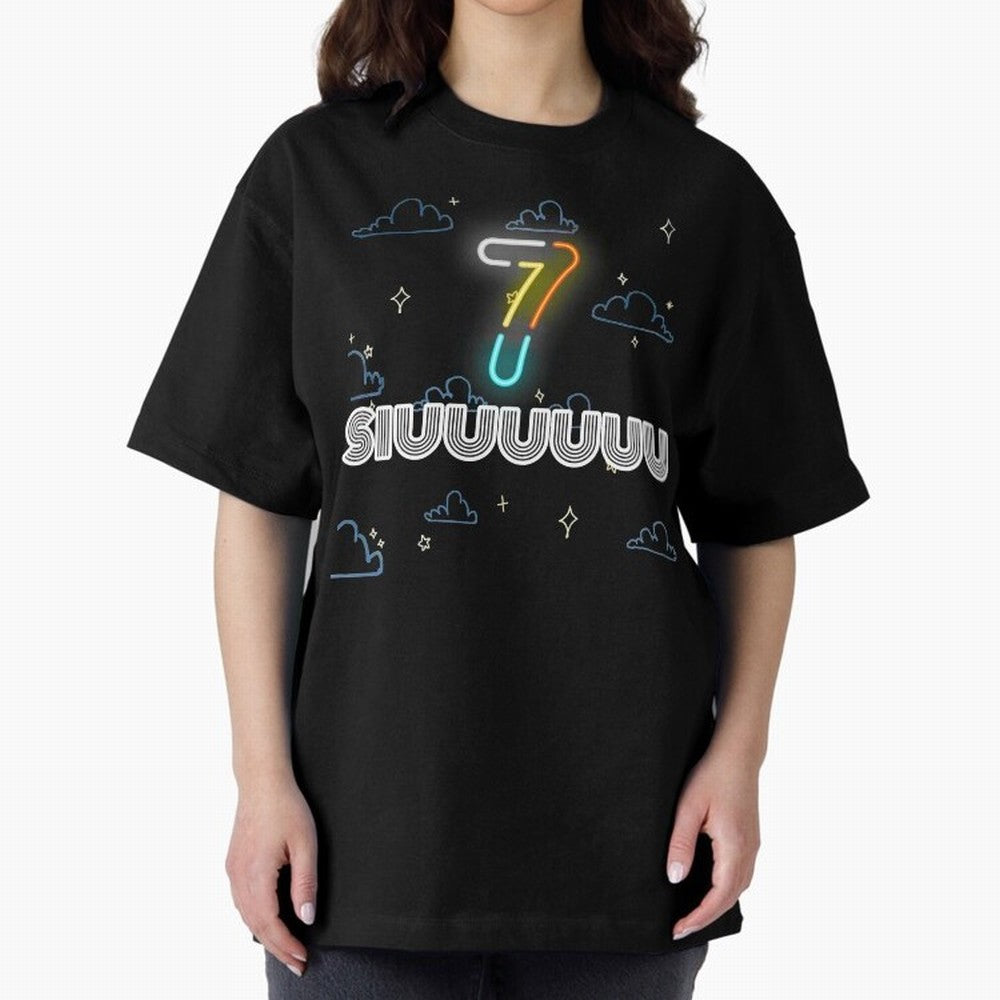 Siuuuuuu 7 CR7 goal funny Oversized T-Shirt Capture Stadium Memories from FIFA World Cup 2026 for Fans of Haaland and Germany, Bringing Championship Spirit, Famous Goals, Roaring Crowds and International Football Unity; Ideal for Football Dads,