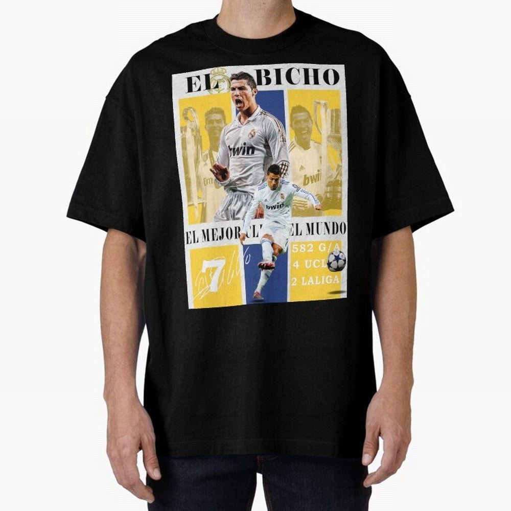 Cristiano Ronaldo Real Madrid Wall Art Oversized T-Shirt Turn Every Weekend Toward Match Day Hype around FIFA World Cup 2026 Group Stage, Messi, Argentina, France and Brazil, Stadium Memories, Football Loyalty, International Chants and Championship