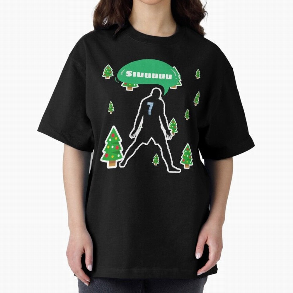 Christmas siuuu Cristiano ronaldo Oversized T-Shirt Celebrate Fan Culture around FIFA World Cup 2026 for Fans of Messi and Argentina, Bringing Championship Spirit, Famous Goals, Roaring Crowds and International Football Unity; Perfect for Fans,
