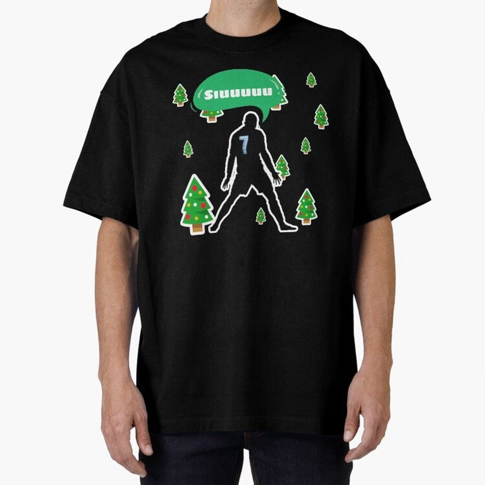 Christmas siuuu Cristiano ronaldo Oversized T-Shirt Celebrate Fan Culture around FIFA World Cup 2026 for Fans of Messi and Argentina, Bringing Championship Spirit, Famous Goals, Roaring Crowds and International Football Unity; Perfect for Fans,