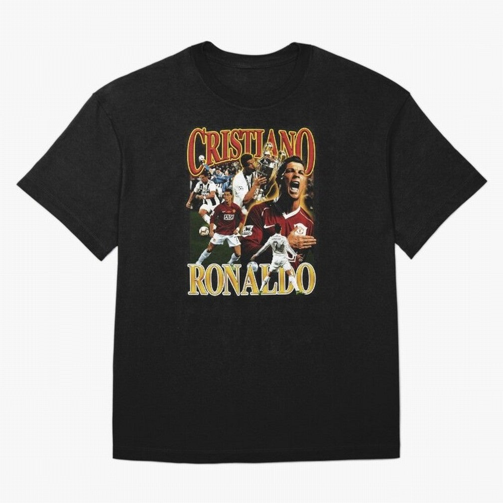 Cristiano Ronaldo Retro Collage Oversized T-Shirt Honor the Football Icons of Global Football Passion for FIFA World Cup 2026, Celebrating Neymar, Haaland and Cristiano Ronaldo, Argentina, Goal Celebration Energy, Supporter Heritage, Football Icons