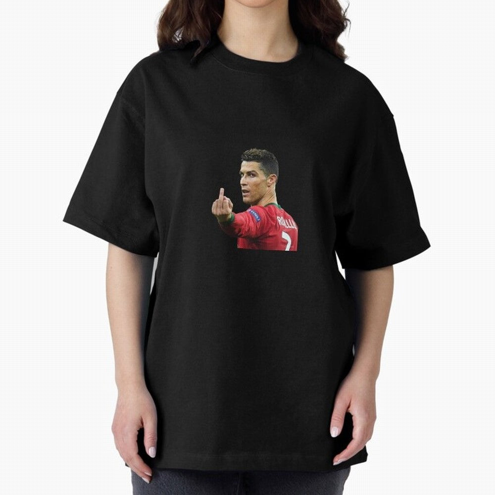 Cristiano ronaldo showing middle finger Oversized T-Shirt Celebrate National Team Dreams in FIFA World Cup 2026 USA Canada Mexico Spirit, Featuring England, Messi, Championship Spirit, Famous Goals, Roaring Crowds and International Football Unity;