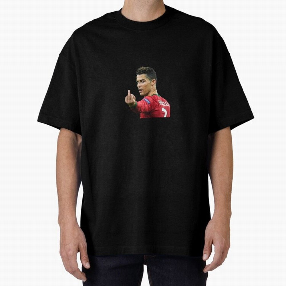 Cristiano ronaldo showing middle finger Oversized T-Shirt Celebrate National Team Dreams in FIFA World Cup 2026 USA Canada Mexico Spirit, Featuring England, Messi, Championship Spirit, Famous Goals, Roaring Crowds and International Football Unity;