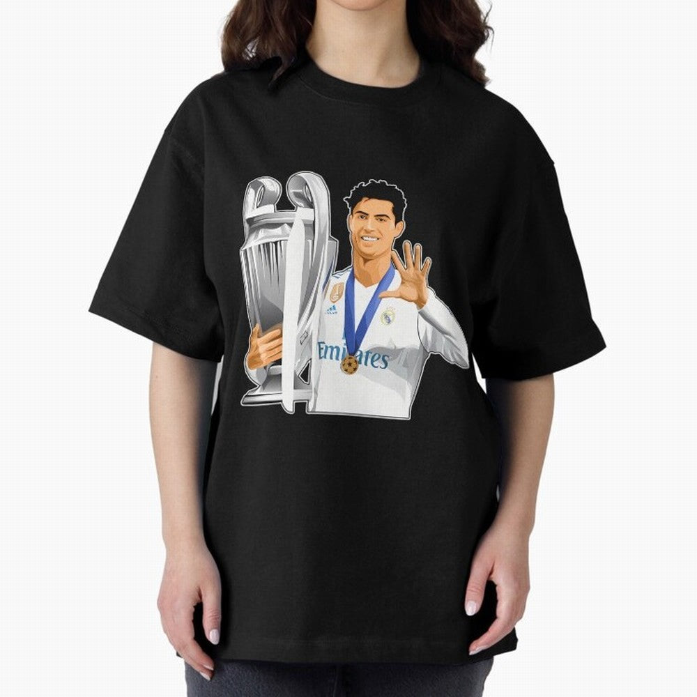 Ronaldo Throphy Oversized T-Shirt Join the Global Buzz around FIFA World Cup 2026 Group Stage Made for Messi and Cristiano Ronaldo, Brazil Energy, Stadium Chants, National Pride, Trophy Dreams and Unforgettable Football Memories; Made for Die Hard