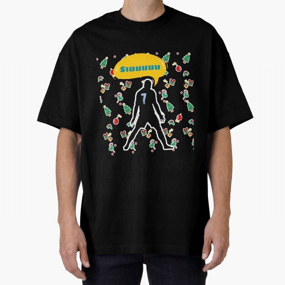Siuuu christmas CR7 Oversized T-Shirt Treasure Match Day Hype around FIFA World Cup 2026, Cristiano Ronaldo, Argentina, France and Brazil, Global Supporter Spirit, Legendary Goals, National Colors and Tournament Celebration; Great for Watch