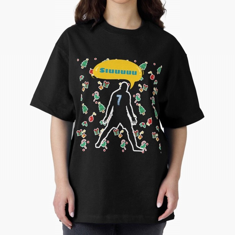 Siuuu christmas CR7 Oversized T-Shirt Treasure Match Day Hype around FIFA World Cup 2026, Cristiano Ronaldo, Argentina, France and Brazil, Global Supporter Spirit, Legendary Goals, National Colors and Tournament Celebration; Great for Watch