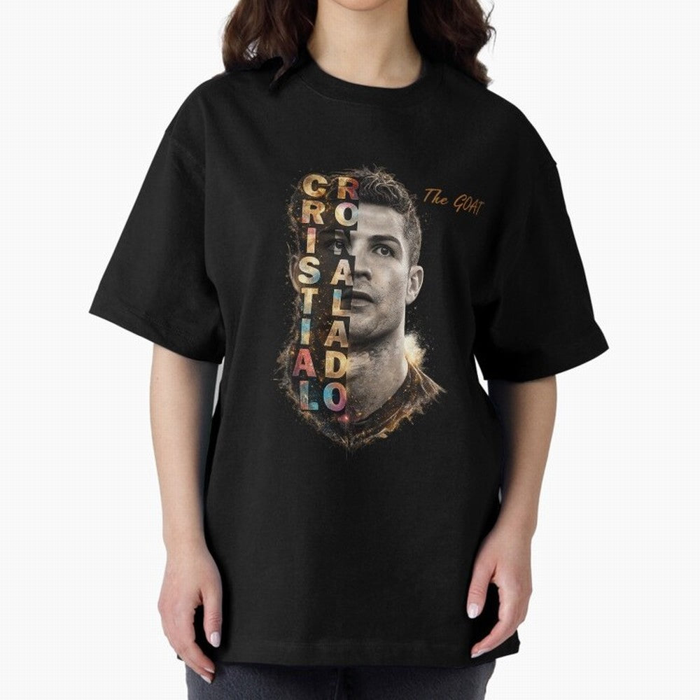 Cristiano Ronaldo Multicolor GOAT Oversized T-Shirt Turn Up for FIFA World Cup 2026 USA Canada Mexico Featuring Cristiano Ronaldo, France and Portugal Energy, Supporter Pride, Iconic Celebrations, Legendary Names and Global Match Day Energy;
