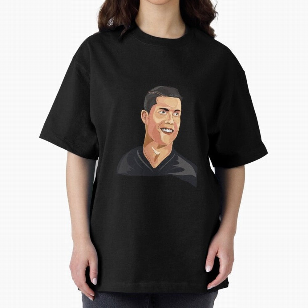 Cristiano Ronaldo Vector Art Graphics Design Oversized T-Shirt Bring Champion Energy into FIFA World Cup 2026 Group Stage for Fans of Neymar, Haaland and Cristiano Ronaldo and France and Portugal, Bringing Football History, Final Match Energy,