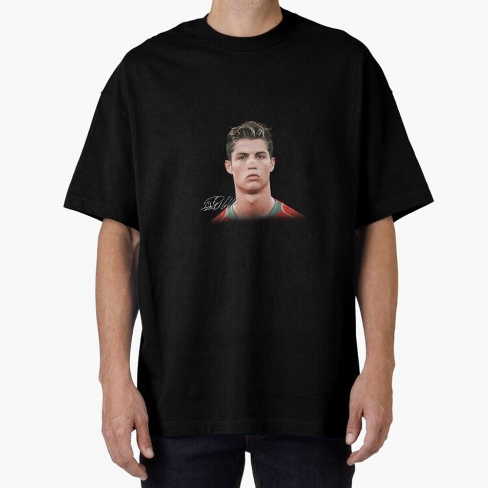 Cristiano Ronaldo Big Face Young Ronaldo Oversized T-Shirt Join FIFA World Cup 2026 USA Canada Mexico with Cristiano Ronaldo, Haaland and CR7, Brazil Energy, Classic Soccer Heritage, Championship Pressure, Fan Loyalty and International Pride; Great