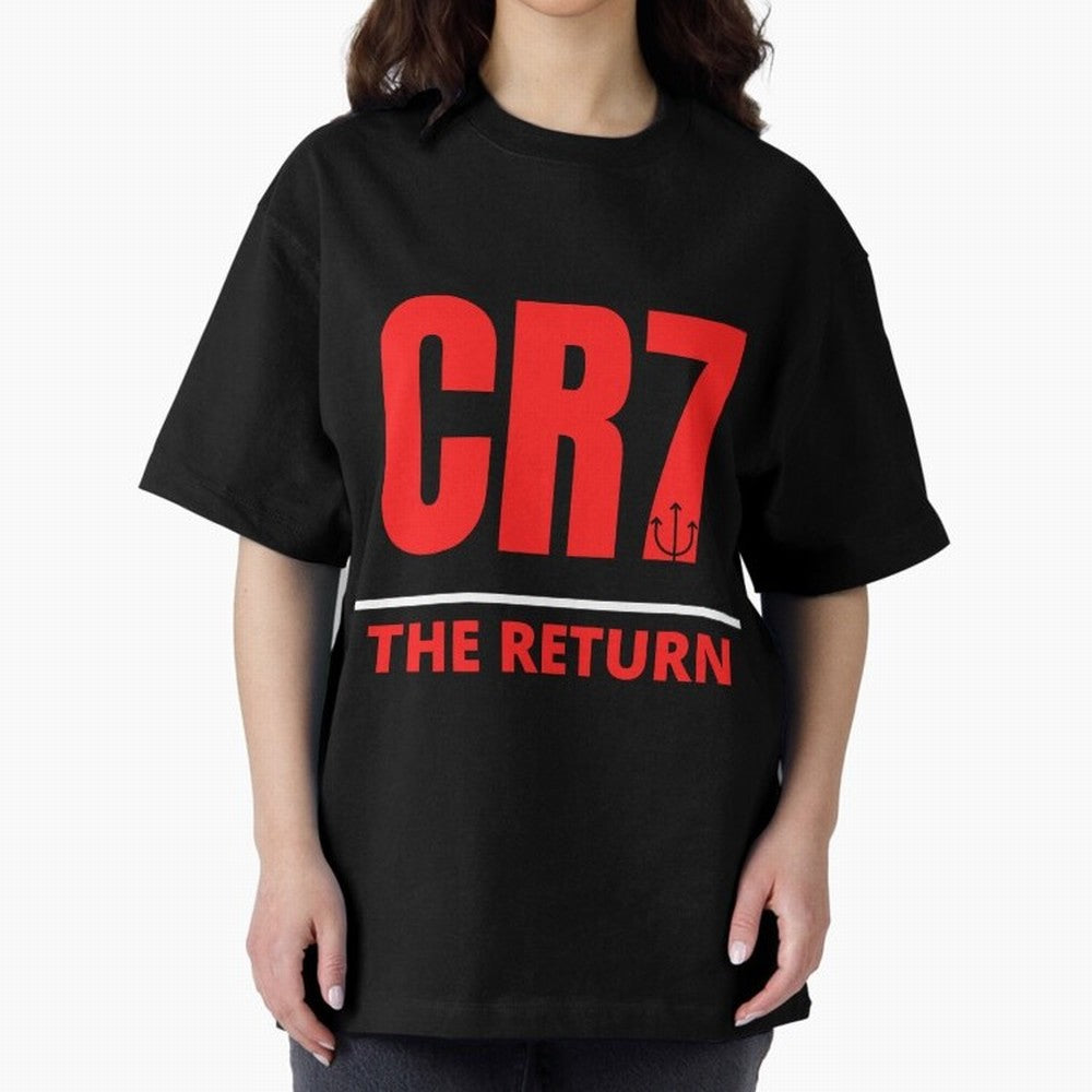 The Return of Cristiano Ronaldo to Manchester United - CR7 Oversized T-Shirt Show Championship Spirit for Global Football Passion for FIFA World Cup 2026 Group Stage, with Cristiano Ronaldo, Spain, Worldwide Fan Energy, Dramatic Goals, Stadium