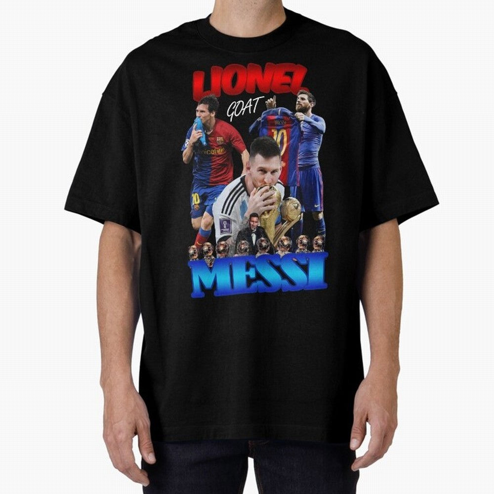 Lionel Messi GOAT: Barcelona & Argentina Oversized T-Shirt Follow Match Day Hype around FIFA World Cup 2026 Group Stage, Neymar, Haaland and Cristiano Ronaldo, Spain and Netherlands, Championship Spirit, Famous Goals, Roaring Crowds and