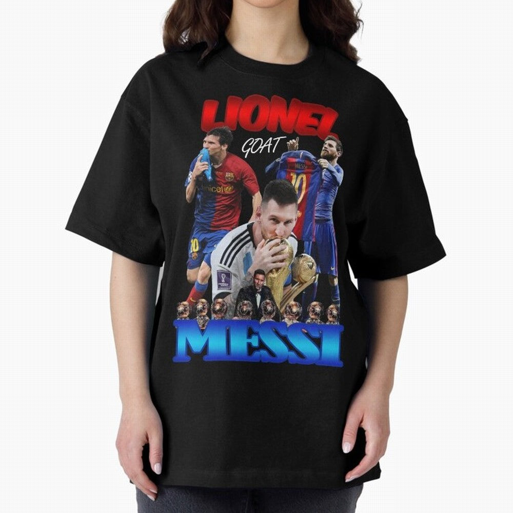 Lionel Messi GOAT: Barcelona & Argentina Oversized T-Shirt Follow Match Day Hype around FIFA World Cup 2026 Group Stage, Neymar, Haaland and Cristiano Ronaldo, Spain and Netherlands, Championship Spirit, Famous Goals, Roaring Crowds and