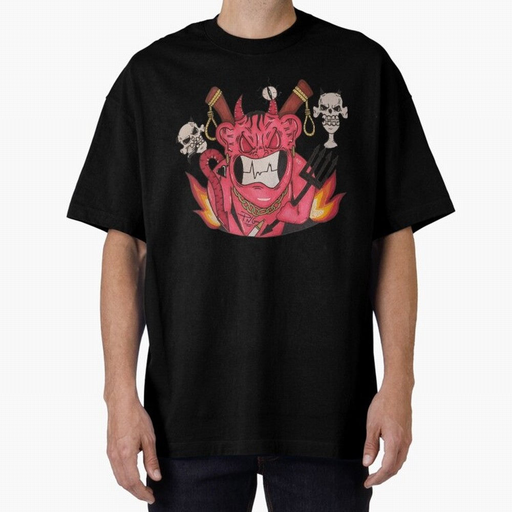 Devil Graffit Oversized T-Shirt Make Your Look Match Match Day Hype around FIFA World Cup 2026 Group Stage, Haaland and Mbappe, Brazil, Portugal and Argentina, Classic Soccer Heritage, Championship Pressure, Fan Loyalty and International Pride;