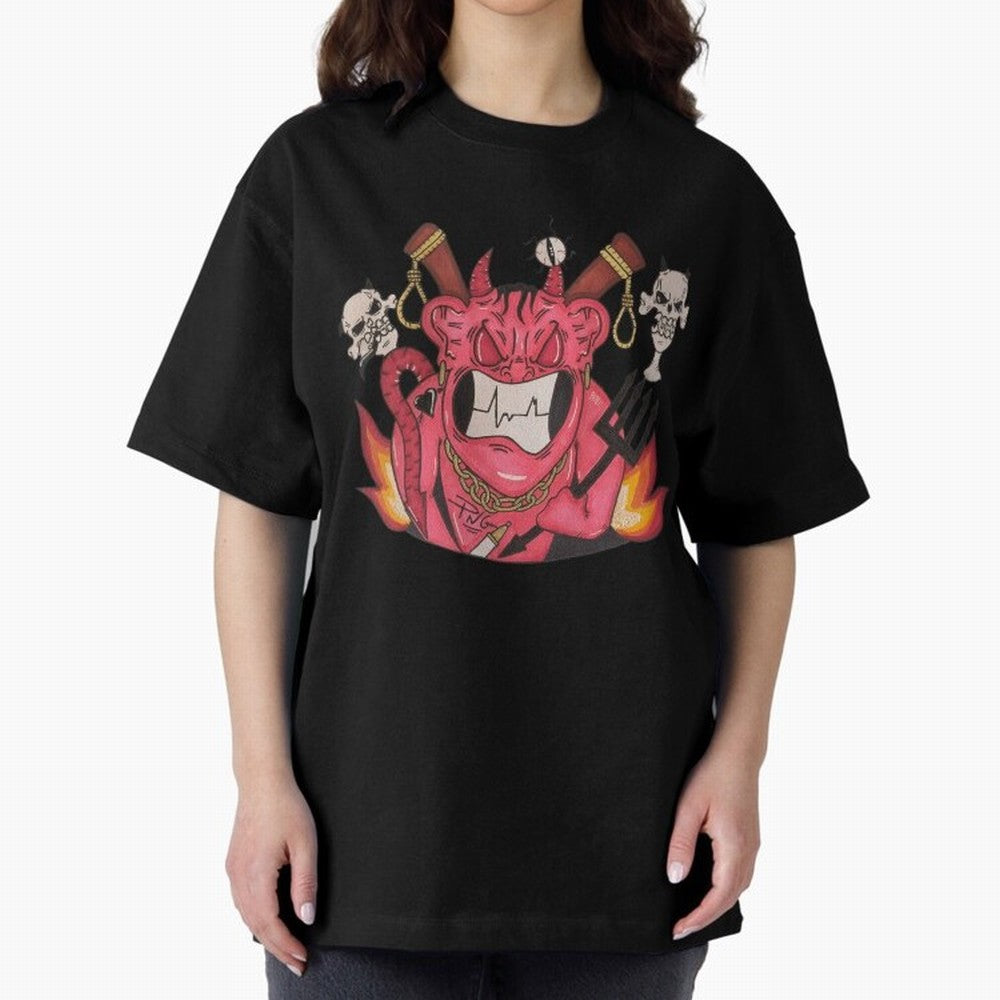 Devil Graffit Oversized T-Shirt Make Your Look Match Match Day Hype around FIFA World Cup 2026 Group Stage, Haaland and Mbappe, Brazil, Portugal and Argentina, Classic Soccer Heritage, Championship Pressure, Fan Loyalty and International Pride;
