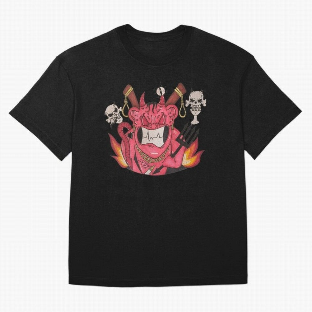 Devil Graffit Oversized T-Shirt Make Your Look Match Match Day Hype around FIFA World Cup 2026 Group Stage, Haaland and Mbappe, Brazil, Portugal and Argentina, Classic Soccer Heritage, Championship Pressure, Fan Loyalty and International Pride;