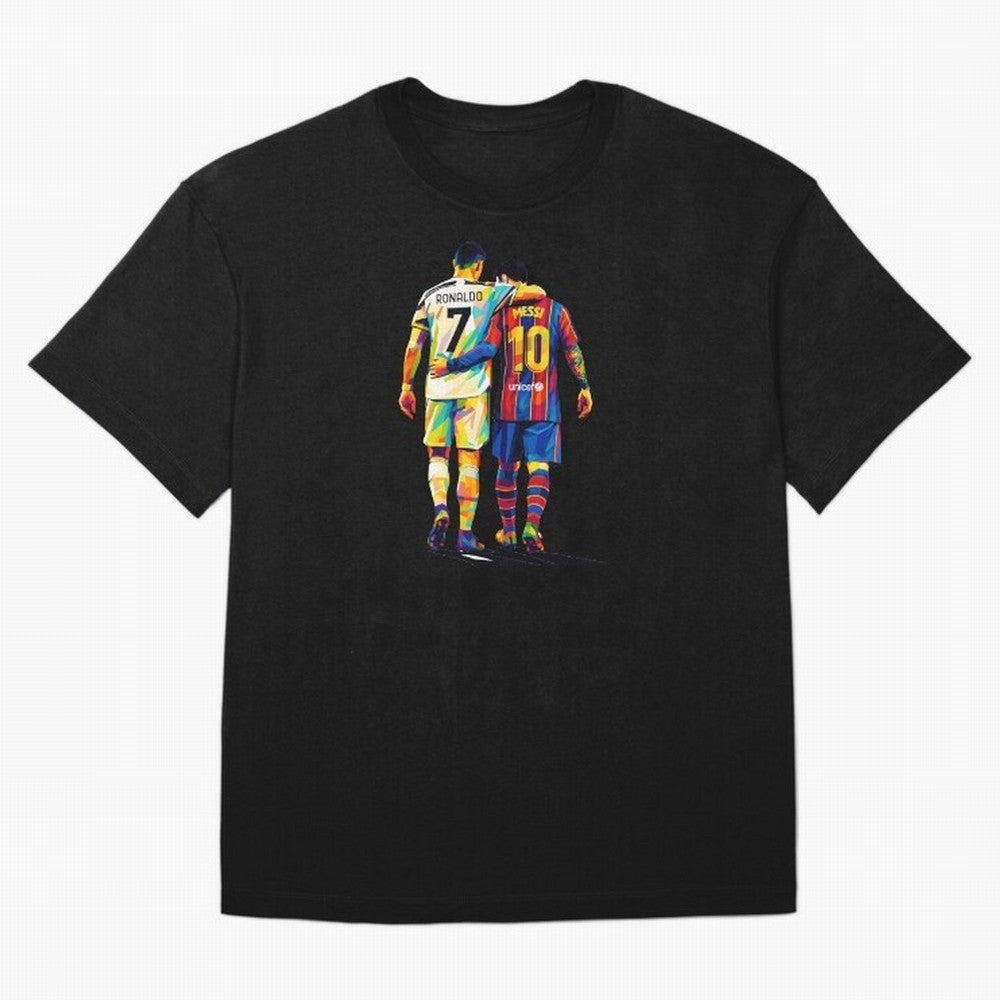 Cristiano Ronaldo And Messi Wpap Art Oversized T-Shirt Show Your Tournament Heart for FIFA World Cup 2026 for Fans of Messi and Argentina, France and Brazil, Bringing Tournament Hype, Historic Matchups, Family Viewing Parties and Global Sports