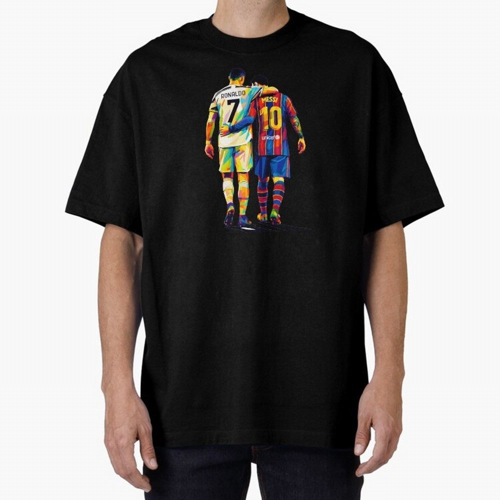 Cristiano Ronaldo And Messi Wpap Art Oversized T-Shirt Show Your Tournament Heart for FIFA World Cup 2026 for Fans of Messi and Argentina, France and Brazil, Bringing Tournament Hype, Historic Matchups, Family Viewing Parties and Global Sports