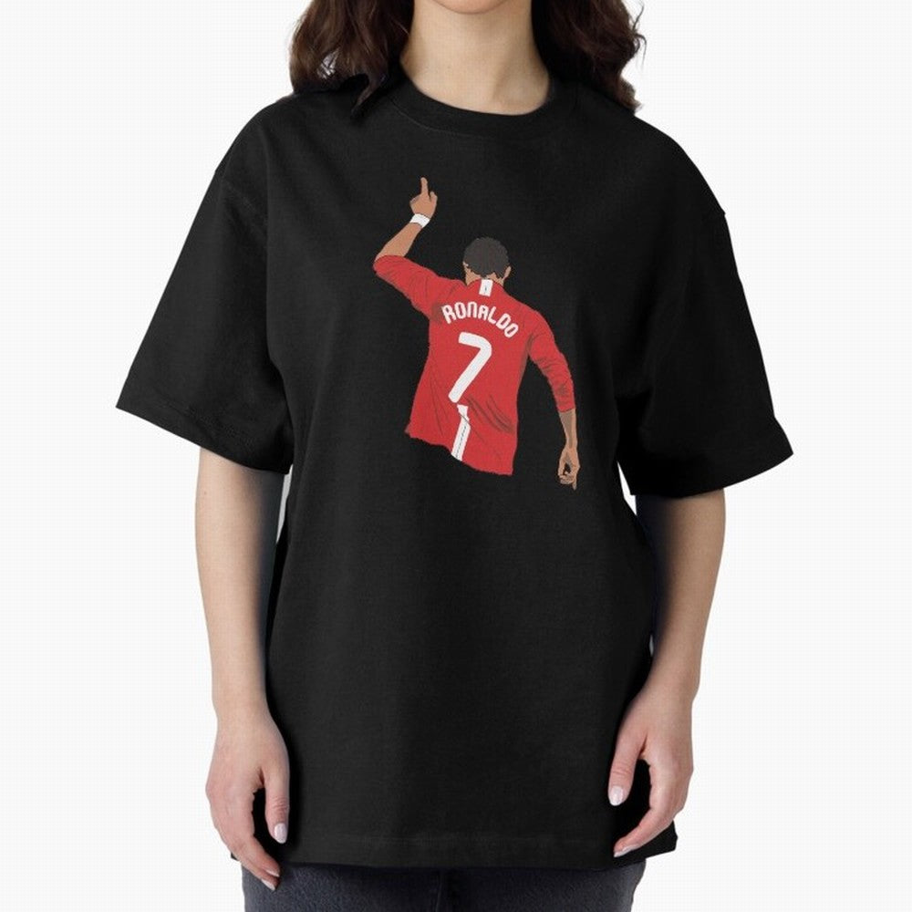 Cristiano Ronaldo MUFC Oversized T-Shirt Capture Stadium Memories from FIFA World Cup 2026 USA Canada Mexico for Fans of Mbappe and England and Germany, Bringing Championship Spirit, Famous Goals, Roaring Crowds and International Football Unity;
