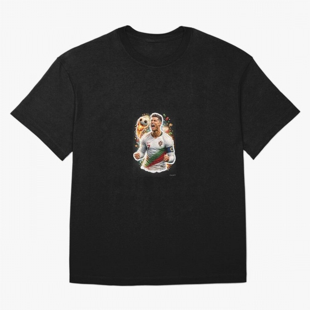 Ronaldo Winning Moment Oversized T-Shirt Honor the FIFA World Cup 2026 Journey through Messi, CR7 and Mbappe Highlights, Brazil, Portugal and Argentina Pride, Football Festival Excitement, Trophy Ambitions, Country Rivalries and Star Player Buzz;