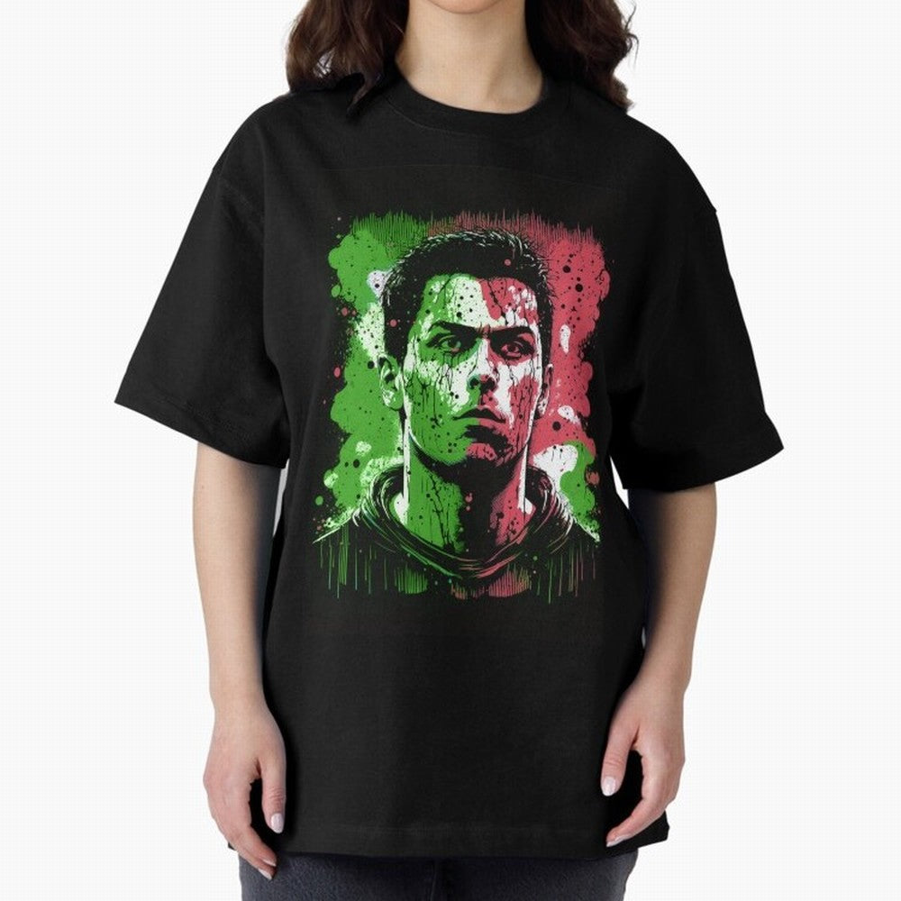 Cristiano Ronaldo Oversized T-Shirt Bring Global Tournament Vibes to FIFA World Cup 2026 Group Stage for Fans of Messi, CR7 and Mbappe and France, Bringing Soccer Culture, Superstar Moments, National Team Dreams and Competitive Fire; Ideal for Fans