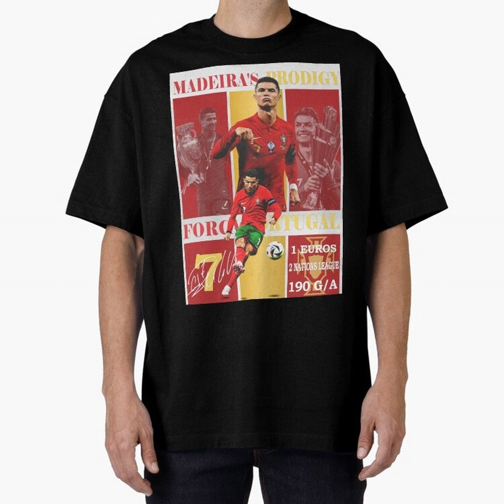 Cristiano Ronaldo Portugal Poster - Madeira's Prodigy CR7 Fan Art Print Oversized T-Shirt Show Your Stadium Side during the FIFA World Cup 2026 USA Canada Mexico Journey through Messi, CR7 and Mbappe Highlights, Spain and Netherlands Pride, Fan