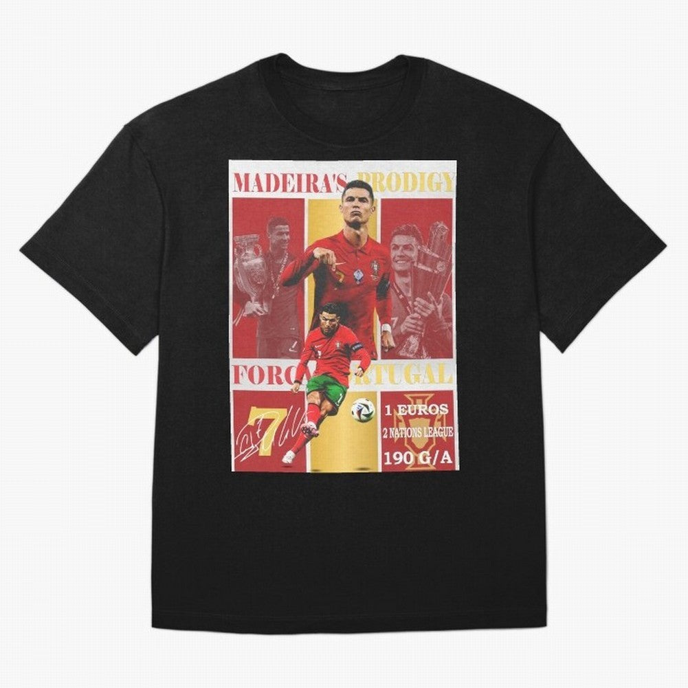 Cristiano Ronaldo Portugal Poster - Madeira's Prodigy CR7 Fan Art Print Oversized T-Shirt Show Your Stadium Side during the FIFA World Cup 2026 USA Canada Mexico Journey through Messi, CR7 and Mbappe Highlights, Spain and Netherlands Pride, Fan