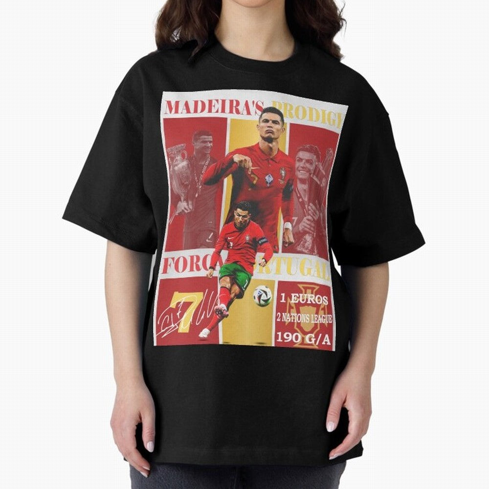 Cristiano Ronaldo Portugal Poster - Madeira's Prodigy CR7 Fan Art Print Oversized T-Shirt Show Your Stadium Side during the FIFA World Cup 2026 USA Canada Mexico Journey through Messi, CR7 and Mbappe Highlights, Spain and Netherlands Pride, Fan