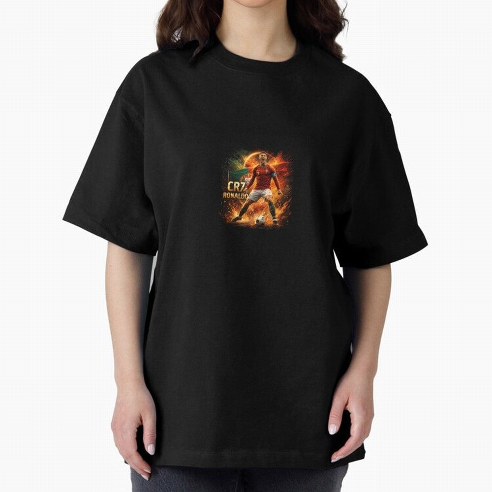 Cristiano Ronaldo Football Legend Artwork Oversized T-Shirt Keep the Legacy of Match Day Hype around FIFA World Cup 2026, Haaland and Mbappe, England and Germany, Stadium Memories, Football Loyalty, International Chants and Championship Tradition;
