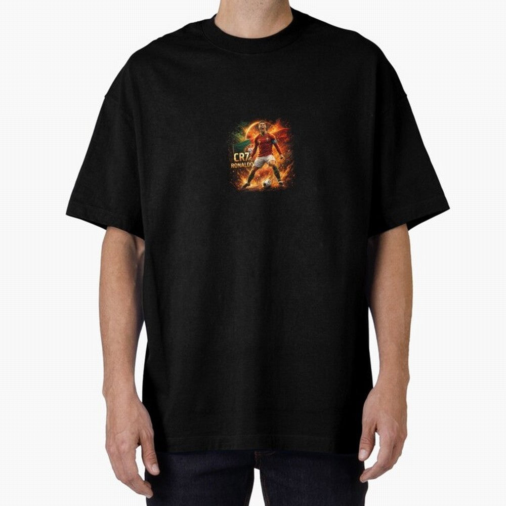 Cristiano Ronaldo Football Legend Artwork Oversized T-Shirt Keep the Legacy of Match Day Hype around FIFA World Cup 2026, Haaland and Mbappe, England and Germany, Stadium Memories, Football Loyalty, International Chants and Championship Tradition;
