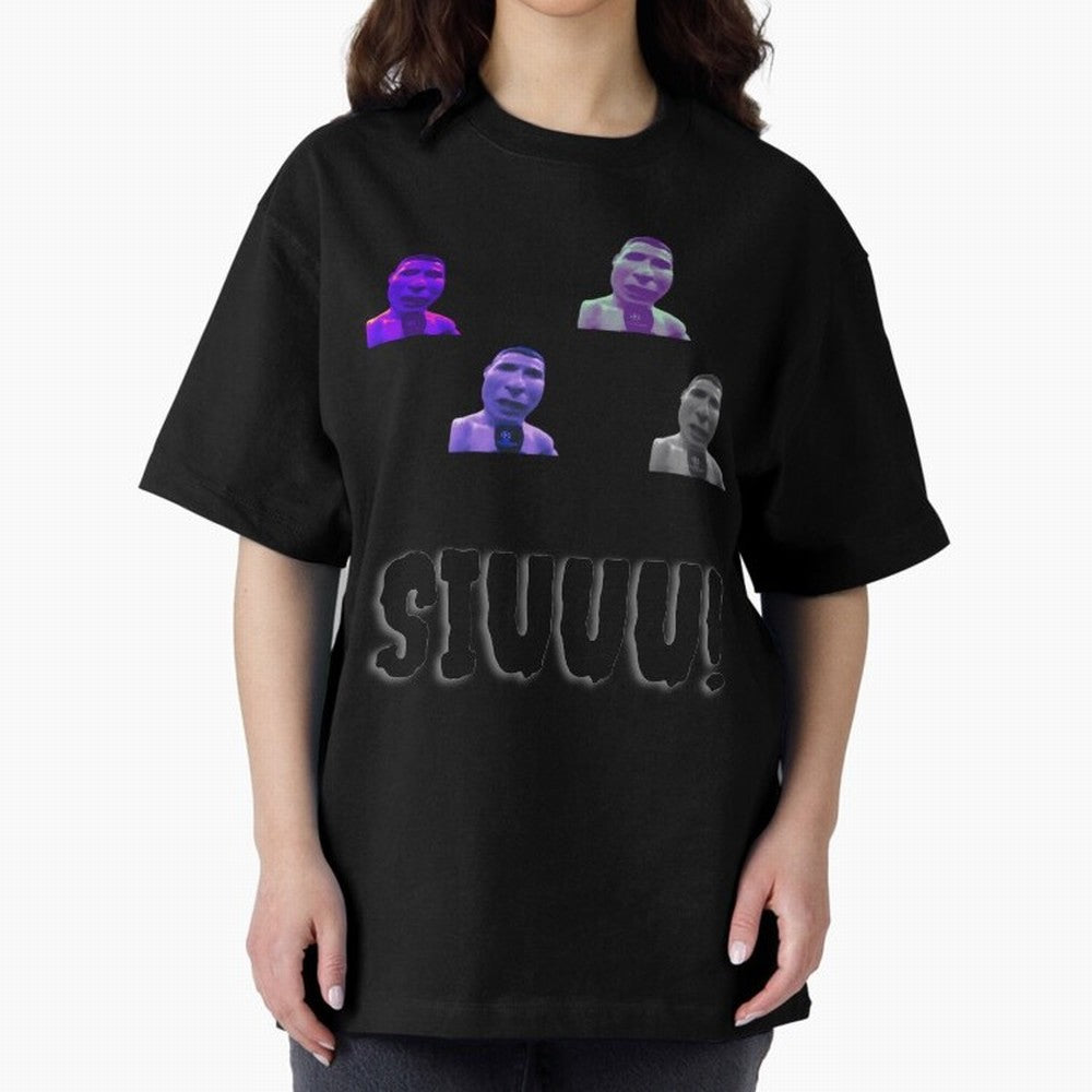 siuuu funny cr7 stickers 2022 Oversized T-Shirt Bring World Football Passion into Global Football Passion for FIFA World Cup 2026 Group Stage, Capturing Haaland and Mbappe, Argentina and Brazil, Football Festival Excitement, Trophy Ambitions,
