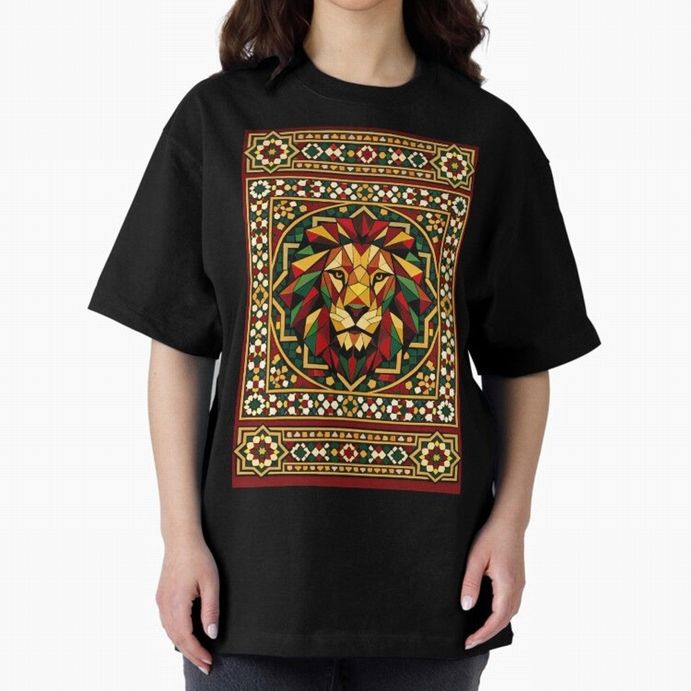 Portuguese Geometric Lion Portrait Oversized T-Shirt Feel Match Day Hype around FIFA World Cup 2026, Messi, Neymar and Mbappe, Argentina, Supporter Pride, Iconic Celebrations, Legendary Names and Global Match Day Energy; Ideal for Passionate Fans