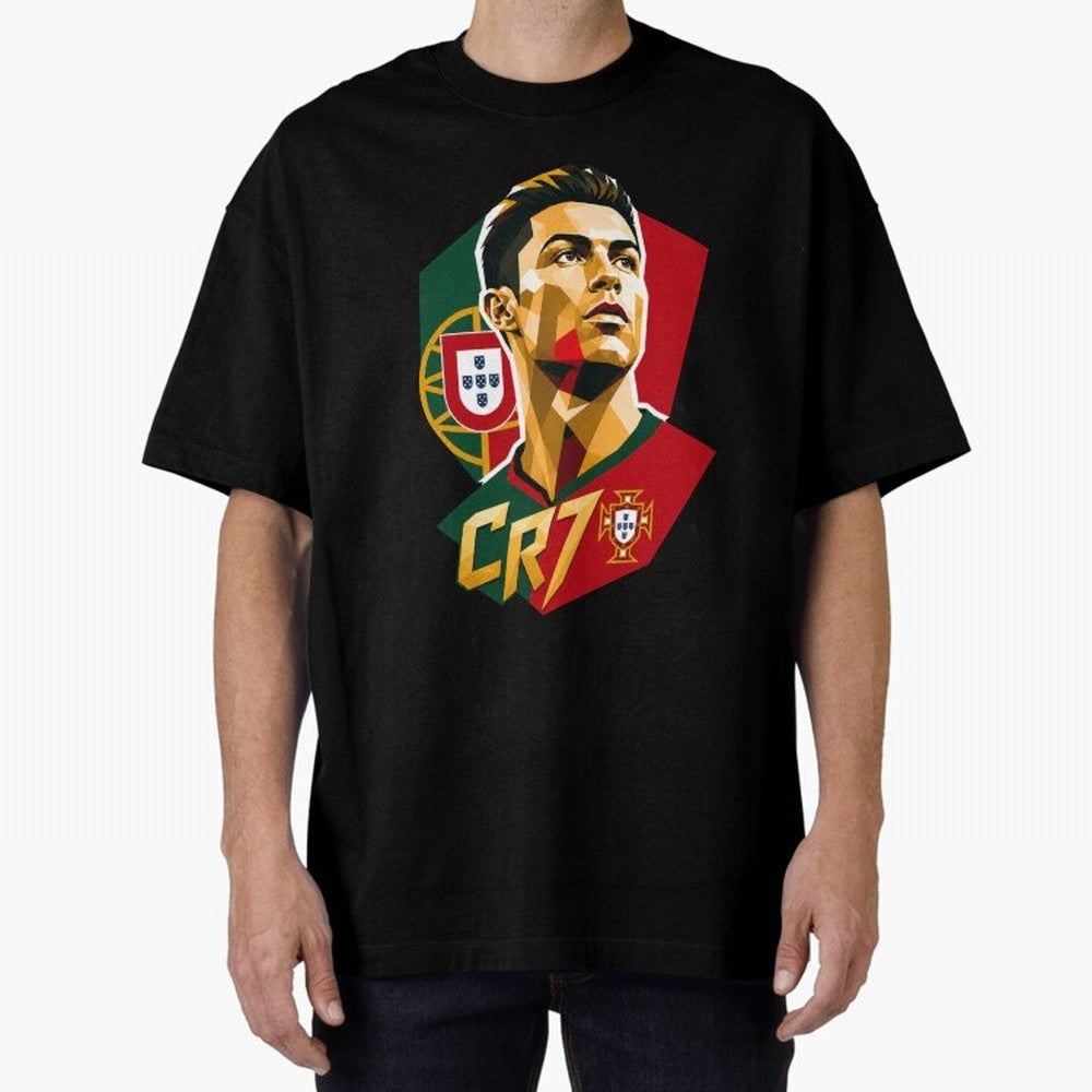 CR7 Art Print Oversized T-Shirt Join Supporters Worldwide for Match Day Hype around FIFA World Cup 2026 USA Canada Mexico, Mbappe, Argentina and Brazil, Classic Soccer Heritage, Championship Pressure, Fan Loyalty and International Pride; Made for