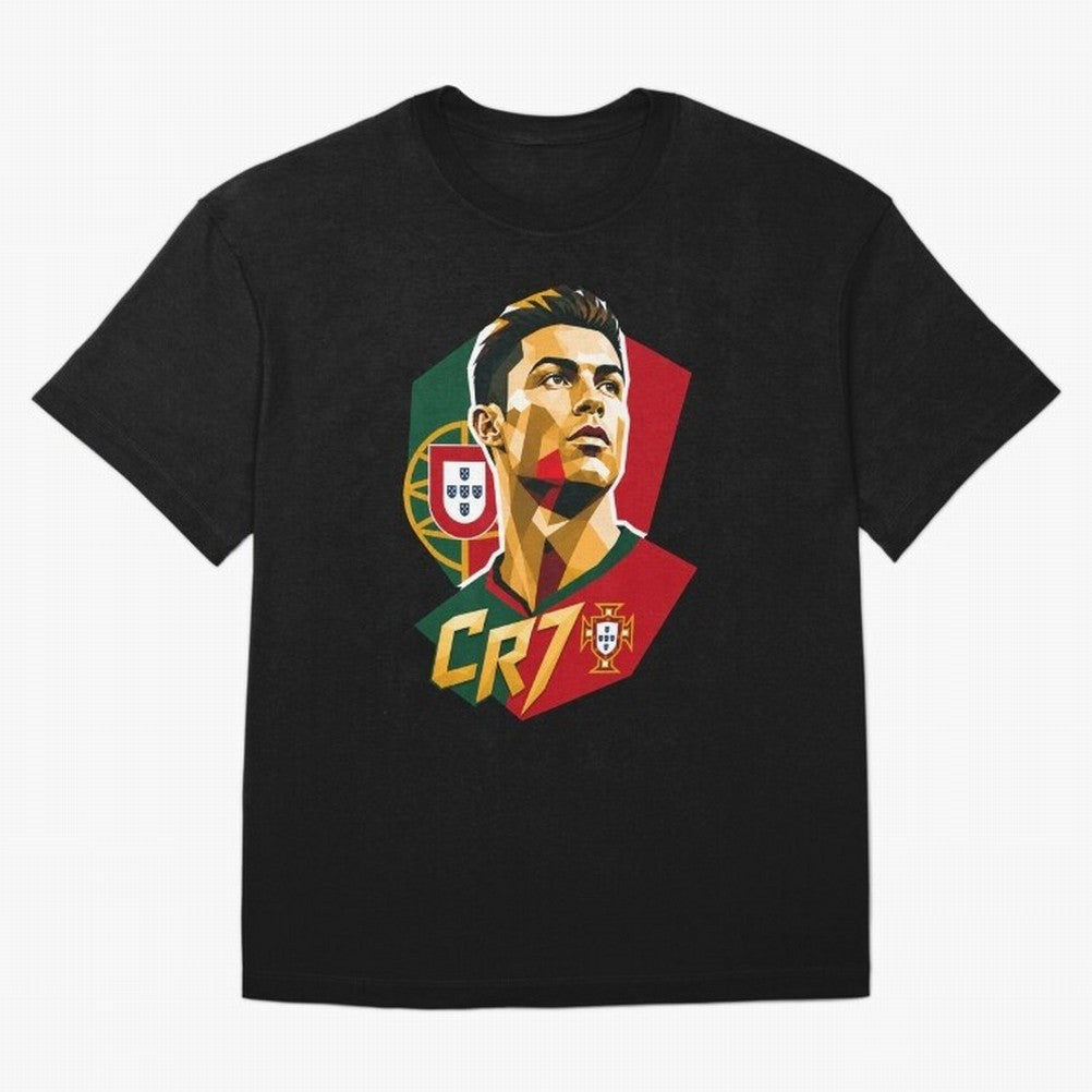 CR7 Art Print Oversized T-Shirt Join Supporters Worldwide for Match Day Hype around FIFA World Cup 2026 USA Canada Mexico, Mbappe, Argentina and Brazil, Classic Soccer Heritage, Championship Pressure, Fan Loyalty and International Pride; Made for