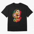 CR7 Art Print Oversized T-Shirt Join Supporters Worldwide for Match Day Hype around FIFA World Cup 2026 USA Canada Mexico, Mbappe, Argentina and Brazil, Classic Soccer Heritage, Championship Pressure, Fan Loyalty and International Pride; Made for