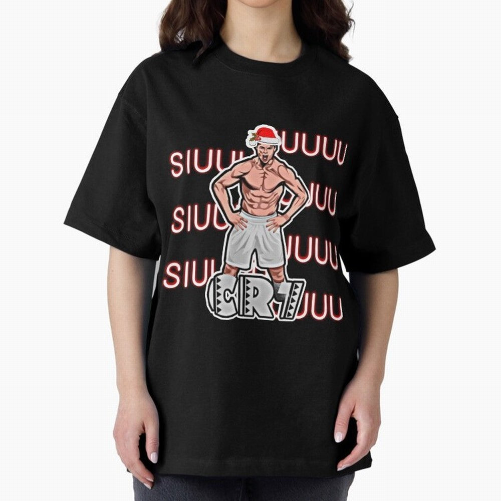 Siuuu cr7 christmas Oversized T-Shirt Celebrate Global Football Passion for FIFA World Cup 2026, with CR7 and Messi, Germany, Global Supporter Spirit, Legendary Goals, National Colors and Tournament Celebration; Great for Supporters Who Love