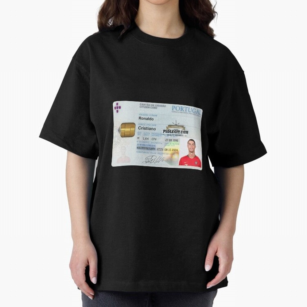 Cristiano Ronaldo CARD ID Oversized T-Shirt Unlock FIFA World Cup 2026 USA Canada Mexico for Fans of Haaland and Mbappe and England, France and Netherlands, Bringing Fan Favorite Moments, National Team Passion, Big Match Drama and Soccer History;