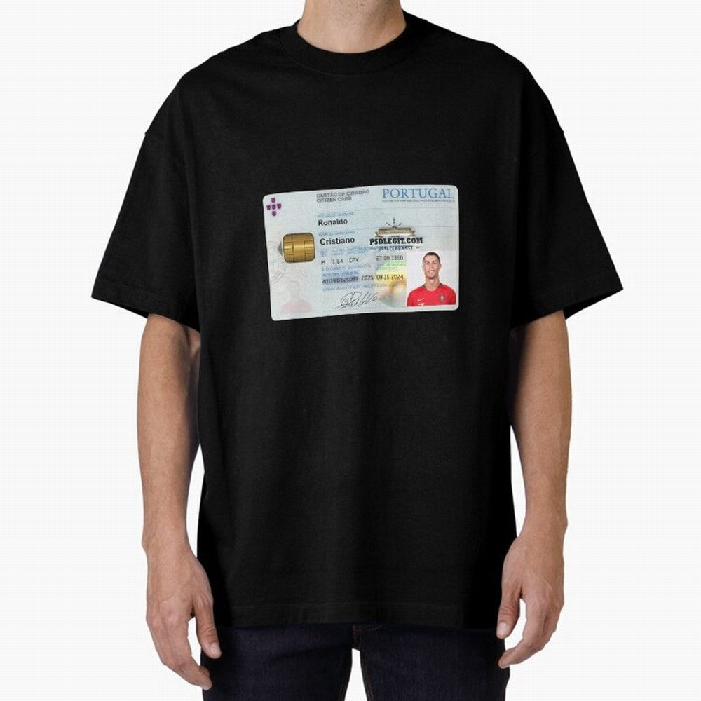 Cristiano Ronaldo CARD ID Oversized T-Shirt Unlock FIFA World Cup 2026 USA Canada Mexico for Fans of Haaland and Mbappe and England, France and Netherlands, Bringing Fan Favorite Moments, National Team Passion, Big Match Drama and Soccer History;
