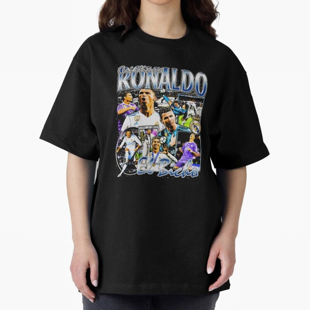 Cristiano Ronaldo El Bicho Oversized T-Shirt Stand Out with Spirit from FIFA World Cup 2026 Group Stage for Fans of Mbappe and Neymar and Brazil, Bringing Tournament Hype, Historic Matchups, Family Viewing Parties and Global Sports Pride; Great for