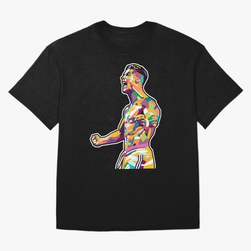 Cr7 Pop Art Oversized T-Shirt Remember Iconic Moments from FIFA World Cup 2026 for Fans of Haaland and Mbappe and Argentina and Brazil, Bringing Championship Spirit, Famous Goals, Roaring Crowds and International Football Unity; Made for Collectors