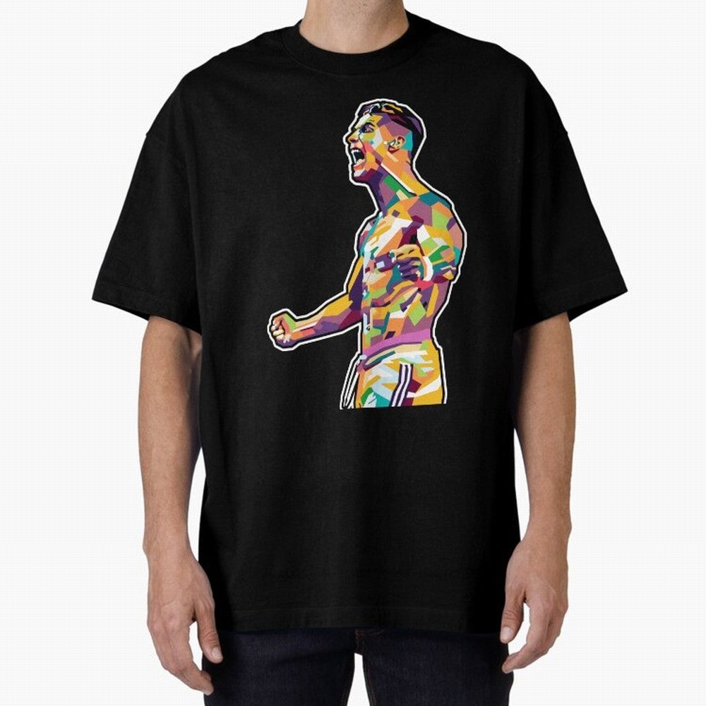 Cr7 Pop Art Oversized T-Shirt Remember Iconic Moments from FIFA World Cup 2026 for Fans of Haaland and Mbappe and Argentina and Brazil, Bringing Championship Spirit, Famous Goals, Roaring Crowds and International Football Unity; Made for Collectors