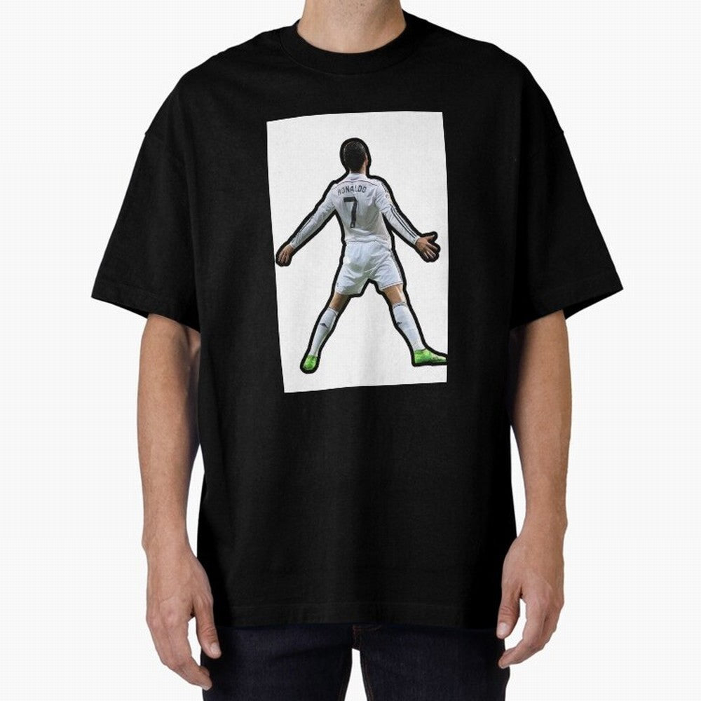 Cristiano Ronaldo Suii Sticker Oversized T-Shirt Stand with Match Day Hype around FIFA World Cup 2026, Messi and Cristiano Ronaldo, Netherlands, Match Day Excitement, Supporter Culture, Golden Goals and Global Football Passion; Perfect for
