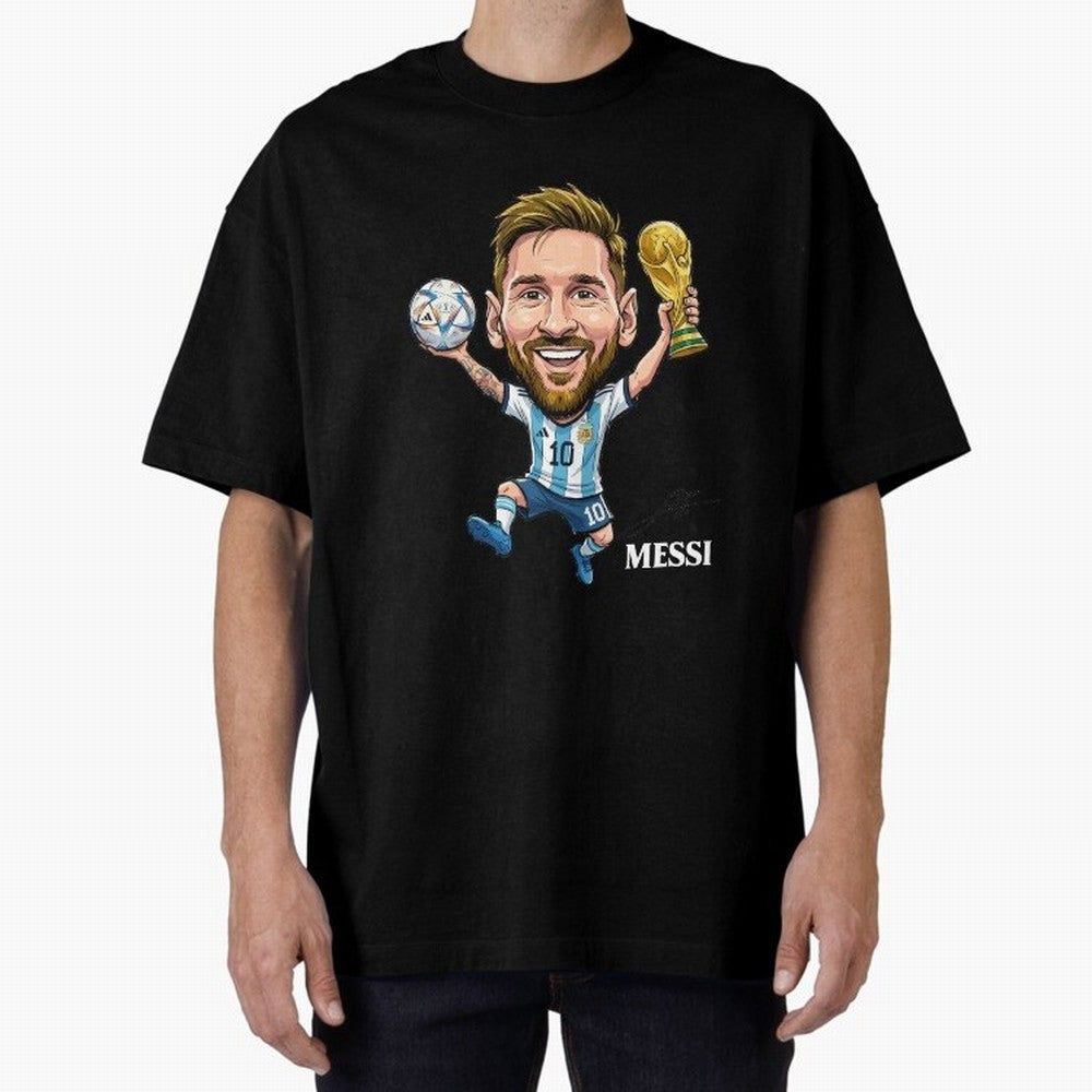 Messi Campion Oversized T-Shirt Honor FIFA World Cup 2026 Spirit, Highlighting England, France and Netherlands, Mbappe and Neymar, Stadium Chants, National Pride, Trophy Dreams and Unforgettable Football Memories; Created for Match Day Parties,