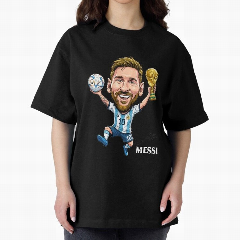 Messi Campion Oversized T-Shirt Honor FIFA World Cup 2026 Spirit, Highlighting England, France and Netherlands, Mbappe and Neymar, Stadium Chants, National Pride, Trophy Dreams and Unforgettable Football Memories; Created for Match Day Parties,