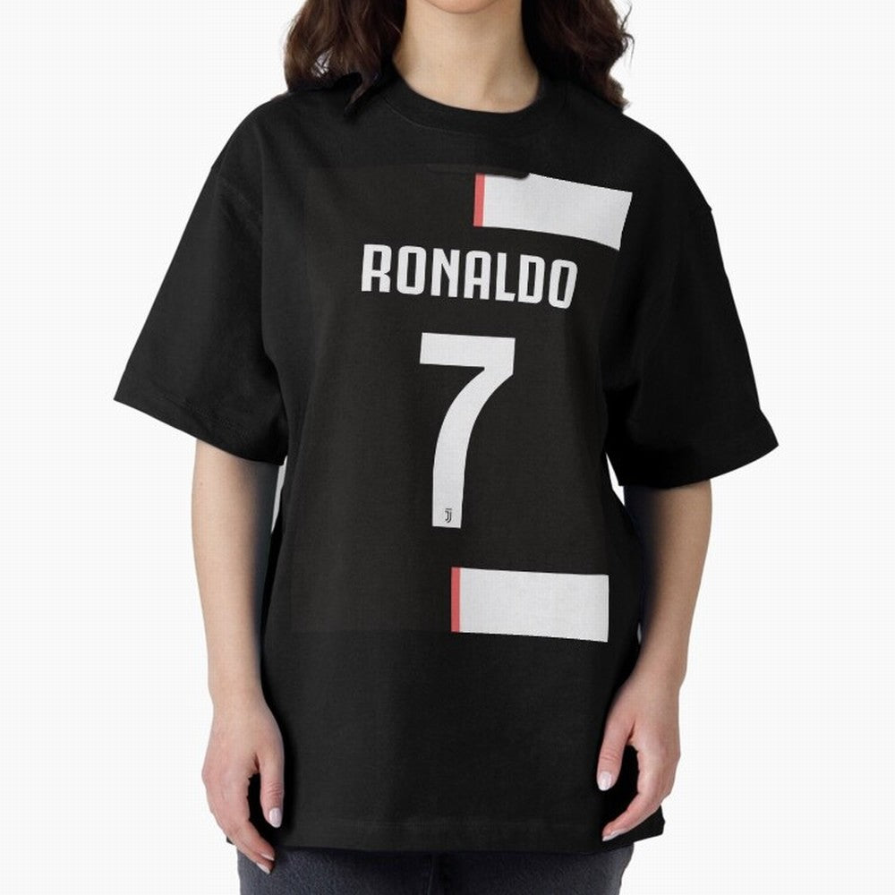 Ronaldo 7 Juventus 19-20 Retro Jersey Oversized T-Shirt Show Match Day Excitement for FIFA World Cup 2026 Spirit, with England, Messi and Cristiano Ronaldo, Football Festival Excitement, Trophy Ambitions, Country Rivalries and Star Player Buzz;